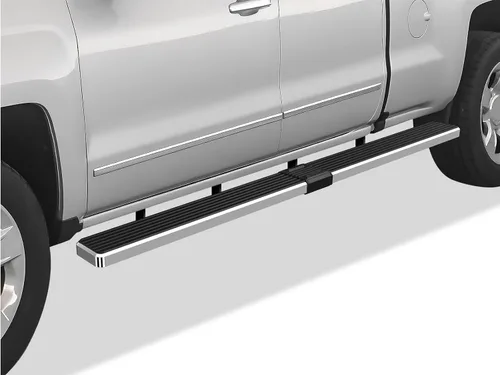 Miniatura 18 de APS - Estribos iBoard para Chevrolet con cabina extendida de 2 puertas completas + 2 puertas de apertura inversa, 4 pulgadas, Aluminio negro