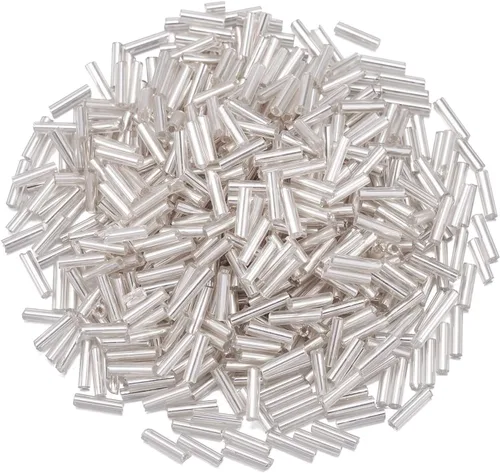 Miniatura 7 de Pandahall - Cuentas de cristal con forro plateado de 1.76 x 0.69 pulgadas, tubo transparente, cuentas espaciadoras de semillas de vidrio sueltas