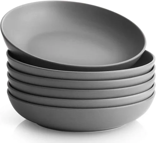 Miniatura 13 de Y YHY Tazones para pasta de 30 onzas, cuencos grandes para servir ensalada, cuencos de sopa poco profundos, cuencos de porcelana para pasta, juego