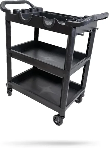 Adam's Polishes Carrito de Detalles Premium – Carrito de detallado de automóviles con estantes de 3 niveles, capacidad de 250 libras por estante –