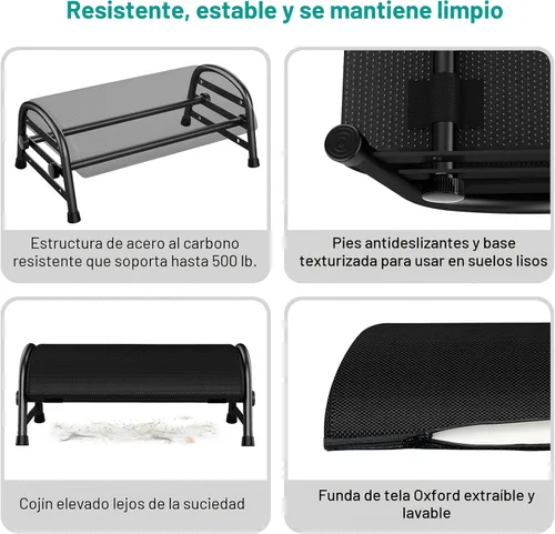 Miniatura 5 de YEASHEIN Reposapiés ajustable para debajo del escritorio en el trabajo, reposapiés ergonómico debajo del escritorio con 6 posiciones, taburetes
