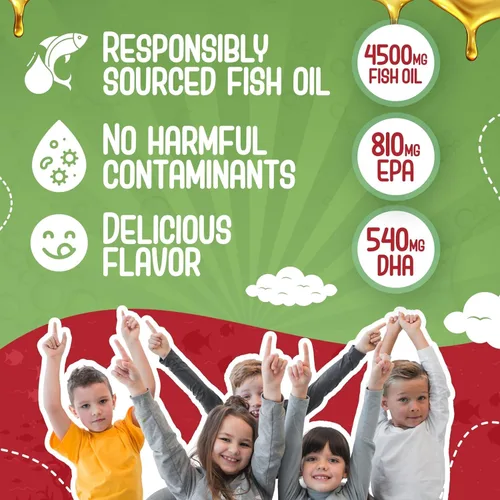 Miniatura 6 de Maxi Health Suplemento Omega 3 para niños – Kosher Omega 3 Kids Fish Oil Liquid con DHA y EPA – Suplemento de aceite de pescado líquido con sabor a