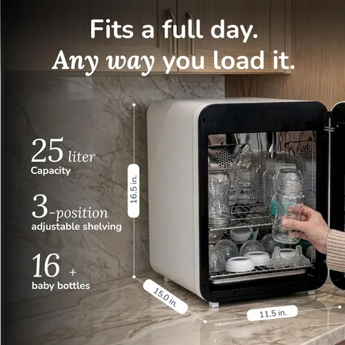 Miniatura 8 de WABI UVC LED 3 en 1 desinfectante y secadora caja de 360° Desinfecta, seca y almacena artículos diarios, equipo de alimentación para bebés