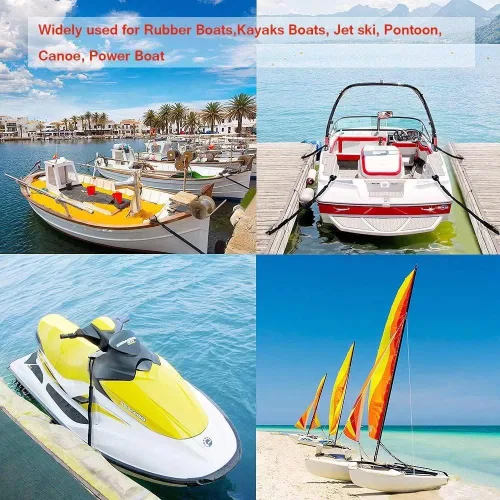 Miniatura 8 de Líneas de muelle elástico para lancha, amortiguador, cuerda de amarre, accesorios de barco de 4 a 5.5 pies, paquete de 4 (negro)