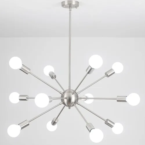 Miniatura 12 de Candelabros Sputnik - Moderna lámpara de techo Sputnik de 6 luces para sala de estar - Lámpara Sputnik industrial negra para comedor, dormitorio