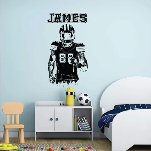 Miniatura 2 de Calcomanía de pared personalizada de fútbol – Números personalizados camisetas de jugador – Elige tu nombre. Calcomanía de vinilo para decoración
