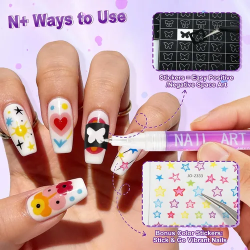 Miniatura 4 de Bolígrafos de arte de uñas de 12 colores, punta fina de 0.020 in, bolígrafos de esmalte de uñas 3D de secado rápido para diseño de uñas, pintura