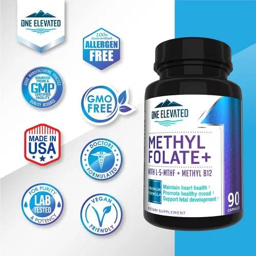 Miniatura 9 de ¡Doble Fuerza y Folato de Metilo Más Bioactivo! Formulado Únicamente con Metilcobalamina (B12) de Grado Farmacéutico Más Alto, Niacina, B1, B2 B6.