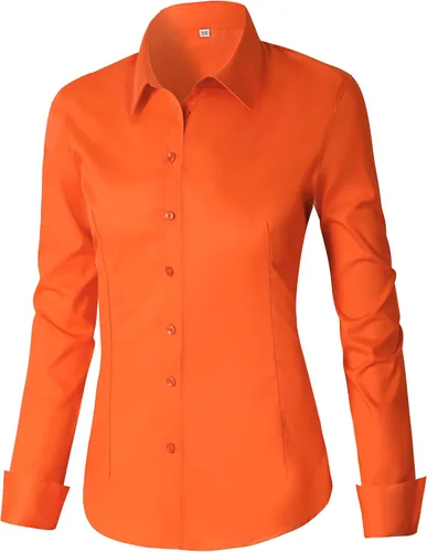 Miniatura 6 de CUNLIN - Camisas de manga larga con botones de algodón para mujer, ajustadas, camisas formales de vestir para el trabajo, blusas de trabajo, tops