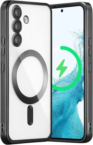 Miniatura 9 de QLTYPRI Funda magnética transparente para Samsung Galaxy S22 Ultra compatible con carga inalámbrica MagSafe, borde galvanizado, suave, delgada, Negro