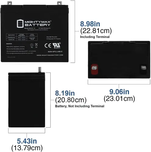Miniatura 2 de Mighty Max Battery ML55-12 - Batería SLA de 12V 55AH - Paquete de 2