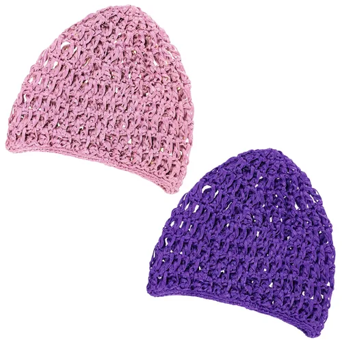 Geyoga 2 piezas de red de ganchillo para el cabello, gorro de punto de rayón, cubierta de moño, gorro de ducha tejido para dormir para mujeres,