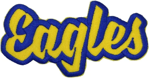 Miniatura 19 de (2 x 4 pulgadas) Eagles, espíritu de equipo, bordado, parche para planchar (sarga blanca/contorno verde)
