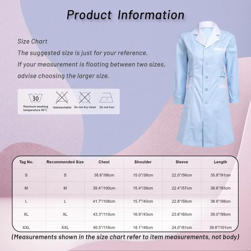 Miniatura 6 de CHICTRY Abrigo médico profesional de manga larga para mujer, con solapa de muesca, uniforme de enfermería