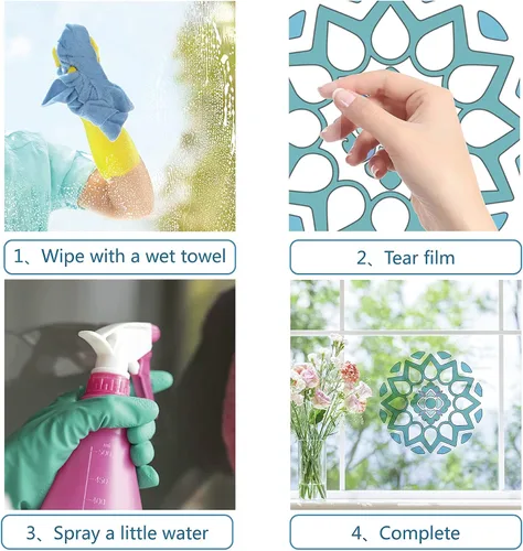 Miniatura 5 de GORGECRAFT 4 calcomanías estáticas para ventanas, calcomanías de vidrio anticolisión, película de vinilo no adhesiva, calcomanías de decoración