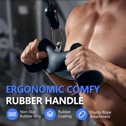 Miniatura 2 de HXD-ERGO LAT - Barra desplegable con agarres ergonómicos, barra de tríceps para bíceps, accesorio de cable para gimnasio, ejercicio muscular