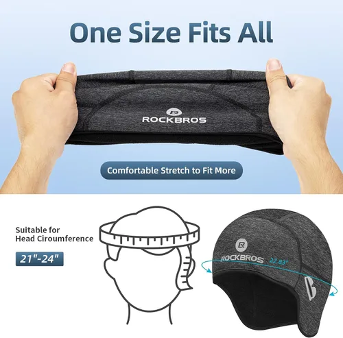 Miniatura 5 de ROCKBROS Gorro de calavera para hombres y mujeres gorro térmico de invierno para correr gorro con agujeros para gafas
