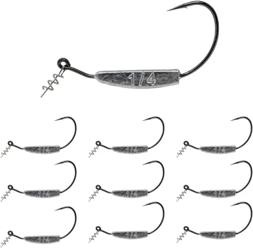 Miniatura 9 de Reaction Tackle Ganchos de pesca con peso para pesca de lubina, anzuelos de pesca sin malas hierbas con bloqueo giratorio para agua dulce y salada