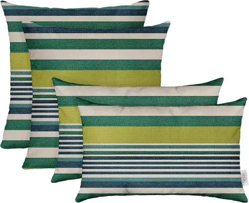 Miniatura 32 de RSH DECOR: Sunbrella Lumbar & Square Pillows Set of 4 20" x 12" & 17" x 17" Water & Fade-Resistant Fabric Outdoor Throw Pillows for Patio