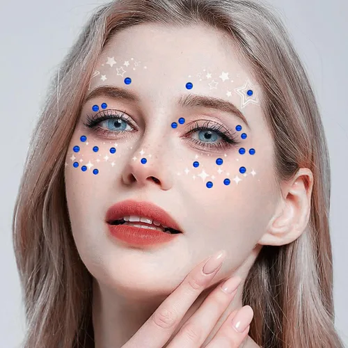 Miniatura 5 de 3090 calcomanías autoadhesivas de diamantes de imitación azul oscuro, joyas para el cabello, joyas para el rostro, gemas para los dientes, gemas