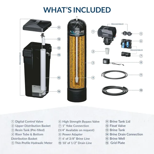 Miniatura 8 de Aquasure Harmony Series - Suavizador de agua de 48.000 granos para toda la casa con cabezal de control digital de alta eficiencia (48.000 granos)