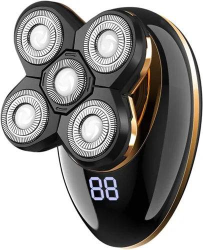Afeitadora eléctrica para hombres, afeitadora eléctrica 5 en 1 para hombres calvos, pantalla LED, afeitadora rotativa eléctrica recargable, kit de