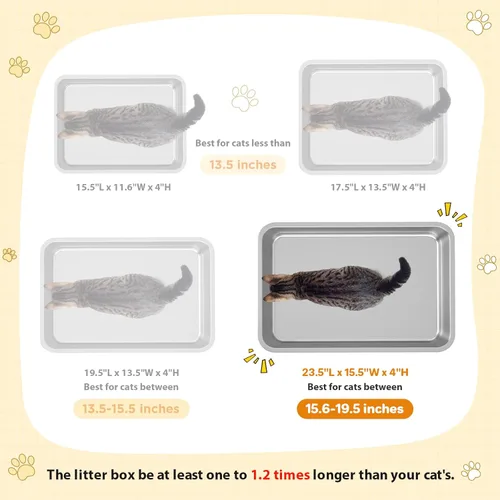 Miniatura 9 de LIHONG Caja de arena de acero inoxidable para gatos, caja de arena de metal extra grande para gatos grandes, gatitos, conejos, sin olor, 6 pulgadas