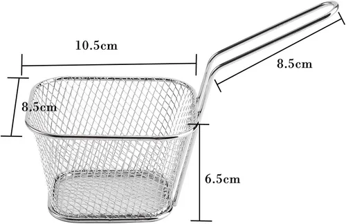 Miniatura 2 de 8 cestas cuadradas para freír, cesta de acero inoxidable para freidora profunda con mango de alambre, 4.1 x 3.3 x 2.6 pulgadas, cestas para servir