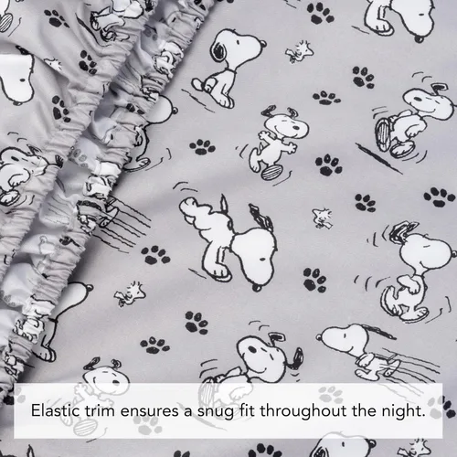 Miniatura 3 de Berkshire Blanket Peanuts - Juego de sábanas para niños, tamaño individual, 3 piezas, Peanuts Mini Poses and Paws Grey, lindo personaje Snoopy Maní