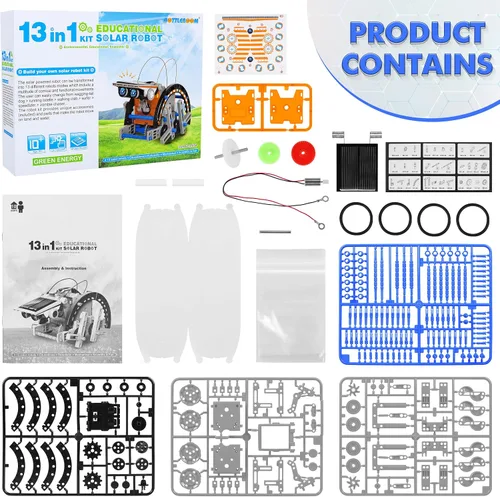 Miniatura 7 de Bottleboom STEM 13-en-1 Juguetes de Robots de Energía Solar para Educación para Niños de 8 a 12 años, Kits de Juguetes Educativos de Ciencia