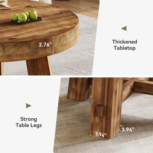 Miniatura 7 de Mesa auxiliar redonda de 31.5 pulgadas, mesa central de madera maciza con mesa gruesa para sala de estar, apartamento, espacio pequeño