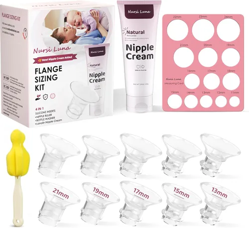 Miniatura 7 de Nursi Luna Kit de tamaño de brida con 13/15/17/19/0.827 in para bridas/escudos de extractor de leche eléctrico de 0.945 in, 10 piezas de insertos