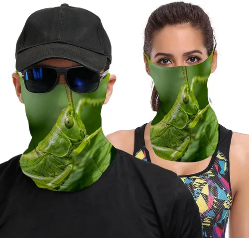 Insect-Green Face Scarf Cover Ear Loop Hole,Outdoors Face Mask for Women Men Sports Yoga Running Hiking Ski Snowboard,Cooling Neck Shield Scarf