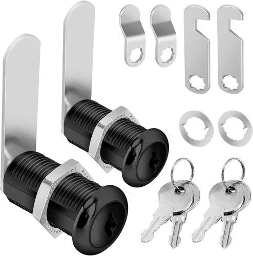 Cam Locks Cerraduras Negras para Gabinete con Llave Igual, Cilindro de 1-3/8'' (Longitud) Cerraduras Seguras para Archivos Cajones Almacenamiento RV
