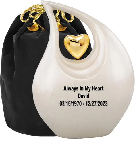 Miniatura 9 de Urna de recuerdo personalizada para cenizas humanas – Urna conmemorativa de diseño de corazón, pequeña urna de cremación, urna funeraria