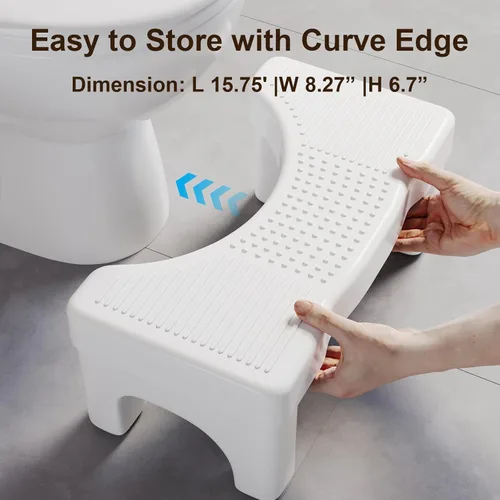 Miniatura 4 de Taburete de inodoro prémium para adultos, taburete antideslizante para baño, taburete portátil para adultos y niños, escalón de 7 pulgadas