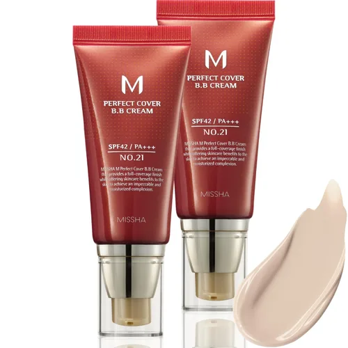 Miniatura 15 de MISSHA - Crema BB M de cobertura perfecta #21, SPF 42 PA+++, maquillaje multifuncional de alta cobertura para ayudar a infundir humedad para una