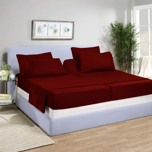 Miniatura 12 de Juego de sábanas divididas de 5 piezas de 800 hilos para cama ajustable (2 piezas, 1 sábana plana y 2 fundas de almohada) 100% algodón egipcio