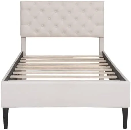 Miniatura 6 de Marco de cama de plataforma de tamaño individual, marco de cama tapizado de lino de diseño moderno con cabecera copetuda, cama de almacenamiento