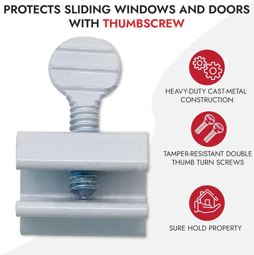 Miniatura 4 de NU-SET Cerradura Cerradura de ventana deslizante Cerradura de ventana con tornillo de pulgar para seguridad de ventanas Mejoras para el hogar