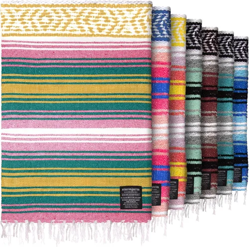 Miniatura 14 de Hydration Nation Auténtica manta mexicana extra grande (70 x 50 pulgadas), yoga tejida a mano, serape, falsa artesanal, playa, campamento, picnic
