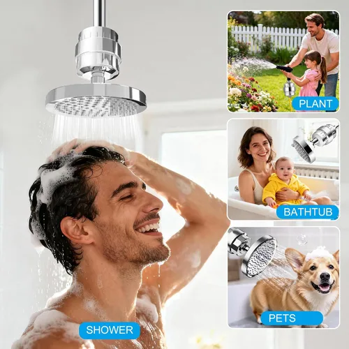 Miniatura 6 de Filtro de ducha de 25 etapas, potente filtro de agua para agua dura, filtros de cabezal de ducha para eliminar los químicos tóxicos del cloro
