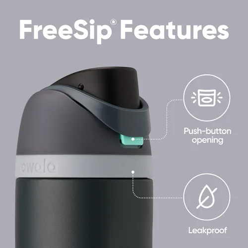 Miniatura 3 de Owala FreeSip - Botella de agua aislada de acero inoxidable con popote para deportes y viajes, sin BPA, 24 onzas, marea brumosa