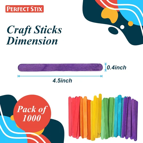 Miniatura 2 de Palitos de manualidades de 4.5" de color/Palitos de paleta/Manualidades de 3/8" - Paquete de 1,000