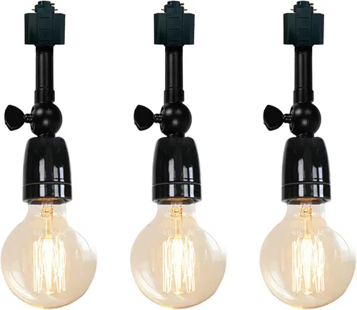 Miniatura 14 de Paquete de 1 unidad de diseño retro E26/E27 con base de título ajustable, ángulo de título rotado, sistema H, mini iluminación de cabeza de pista
