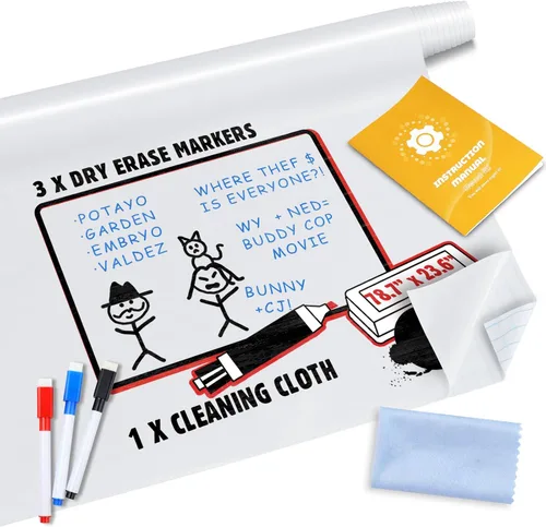 Miniatura 11 de Adhesivo de Pizarra Blanca Magnética 47"x16.5" Papel de Pizarra Magnética de Borrado en Seco para Adhesivo de Pared Refrigerador Hoja de Pizarra