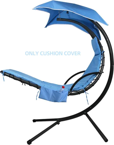 Miniatura 2 de MICTONY Funda de cojín de repuesto para silla de salón colgante para exteriores, tela suave impermeable (cojín no incluido), color azul