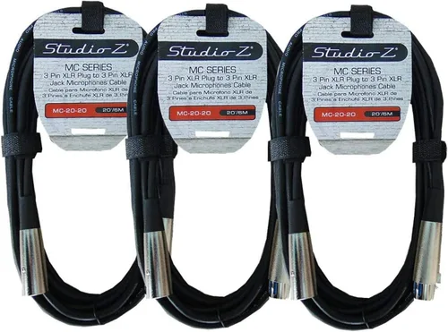 Miniatura 7 de Paquete de 2 cables de micrófono Studio Z de 20 pies, cables XLR de micrófono de baja Z, audio equilibrado macho a hembra, sin oxígeno, cobre
