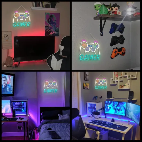 Miniatura 5 de Horseneon Letrero de Neón para Gamers con Luces LED Decoración de Pared para Salas de Juegos Letreros de Neón, Configuraciones de Esports y Cuevas