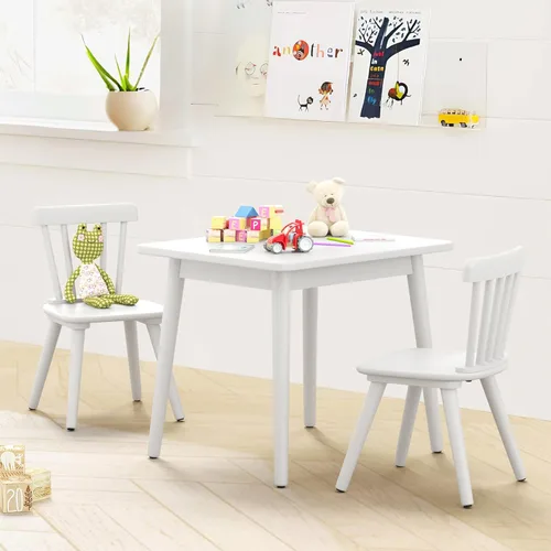Miniatura 2 de Curipeer Windsor - Juego de mesa y 2 sillas para niños, juego de mesa y sillas de madera de goma para arte, jugar, manualidades, actividad